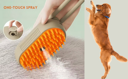 3 In1 Pet Steam Brush - One-Touch Spray Pet