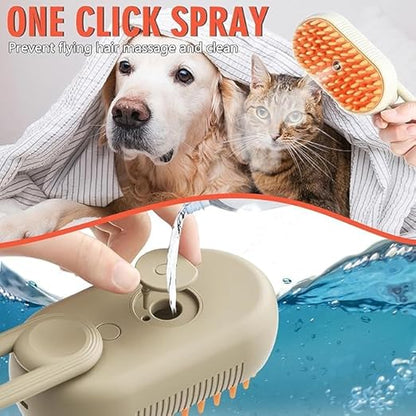 3 In1 Pet Steam Brush - One-Touch Spray Pet